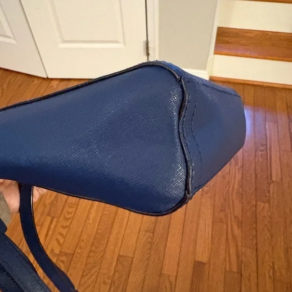 Lo & Sons Pearl Handbag, Blue/Navy Saffiano with Gold Hardware - Picture 13 of 15